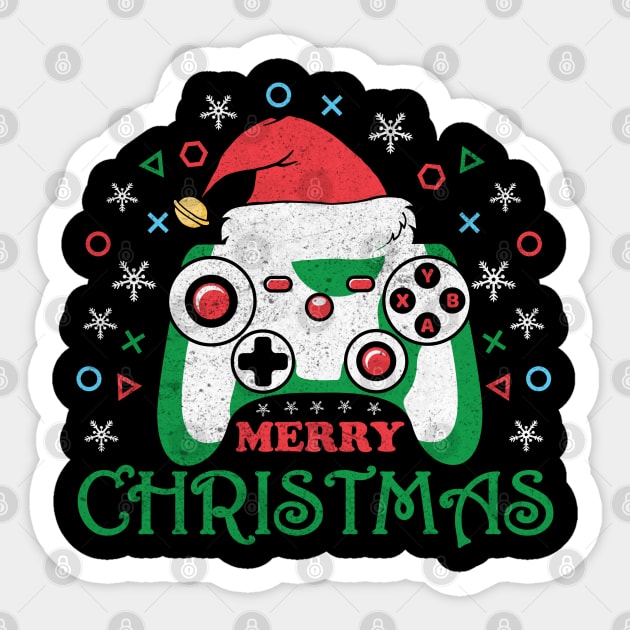 Merry Christmas Game Controller Santa Hat Gamer Christmas Gift Sticker by BadDesignCo